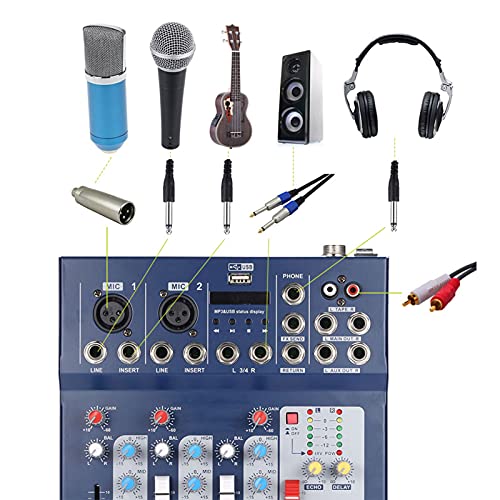 Tomshin F4-USB 3 Canais Digital Mic Line Mixer Mixer Console Wireless BT Conexão com 48V Phantom Pow