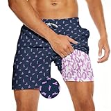 Tasneem Mens Funny Swim Trunks with Compression Liner Funny Swim Shorts 5 Inch Inseam Quick Dry Funny Mens Bathing Suit, Medium, Sex-xo