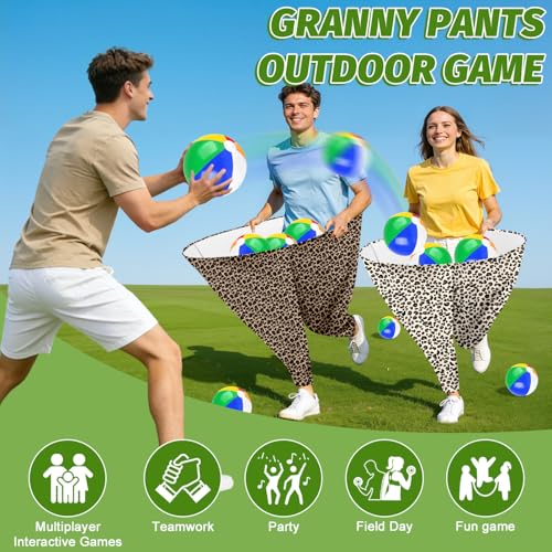 Image of Granny Pants Game, Granny Pants Outdoor Game with 4PCS Granny Pants 16 Bouncy Balls & 1 Air Pump(Random Color), Granny Pants Yard Game for Adults and Family Entertainment Group Activities