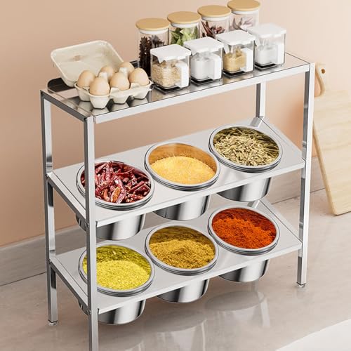 Stazione di preparazione della pizza in acciaio inox, vassoio da portata a parete per un facile accesso agli ingredienti e condimenti, perfetto per chef e pizzerie casalinghe