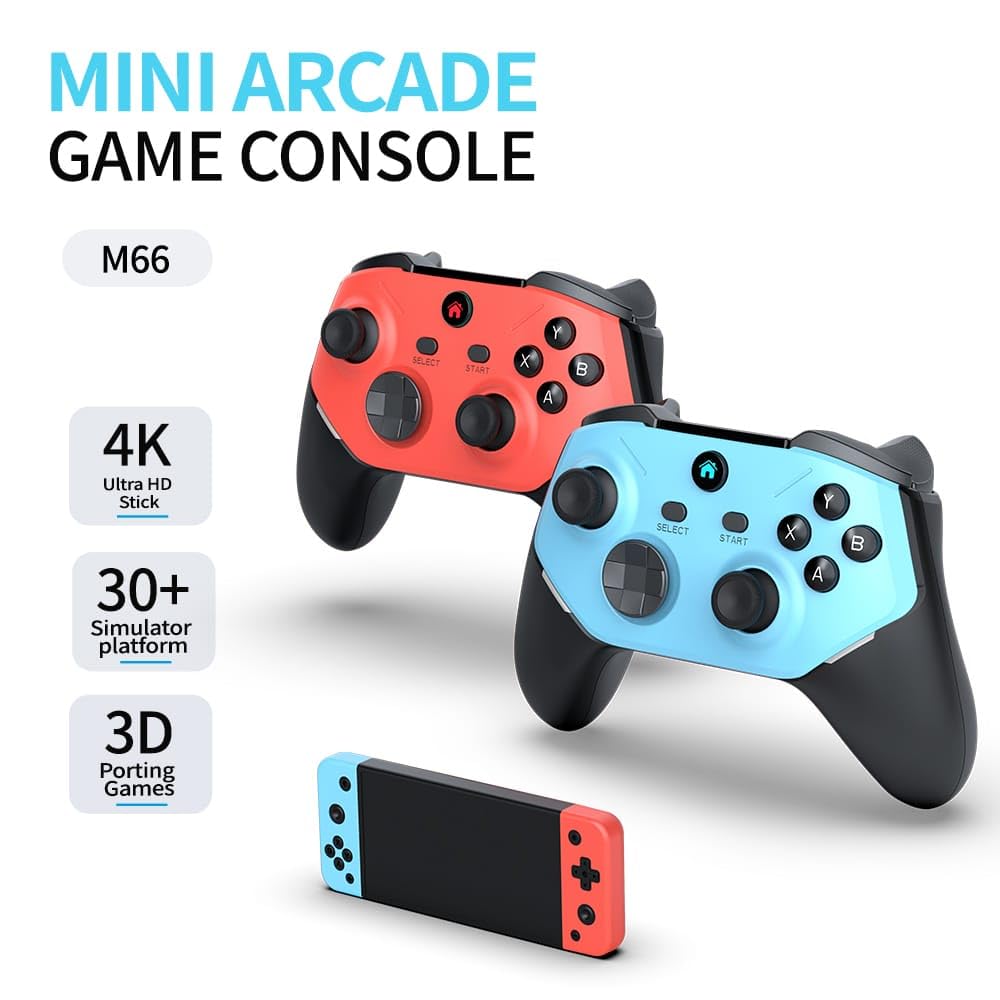 M66 Wireless Video Game Console-Plug & Play 4K HD Output with 35 Emulators & 20,000+ Games-Game Stick for TV/Projector-Exclusive Special Edition-Dual Controllers Included (64gb) 1