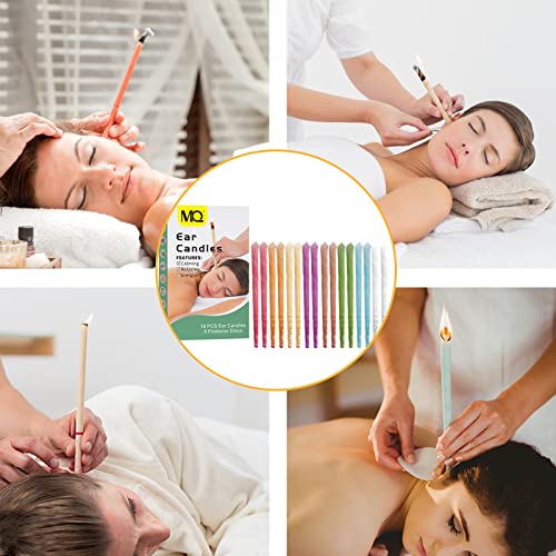 MQ Ear Candles,16Pcs Ear Wax Remover All Natural Ear Candles Beeswax Candling Cones with 8 Protective Disks (8 Colours) - Image 8