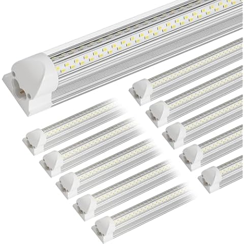 ELEKICO 16 Pack 100w 8ft Led Shop Light, Super Bright 15000lm 5000k V Shape 8' Led Shop Lights, Linkable 8 Foot Led Shop Lights for Garage Warehouse, Supermarket, Basement, Barn, Storage Area Cover