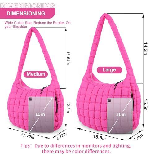 Image of Quilted Puffer Tote Bag Purse Puffy Crossbody Shoulder Bag,Lightweight Nylon Hobo Bag Puffer Carryall Bag for Women Girl