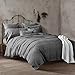 Doffapd Duvet Cover King, Washed Cotton Duvet Cover Set - 3 Piece (King, Dark Gray)