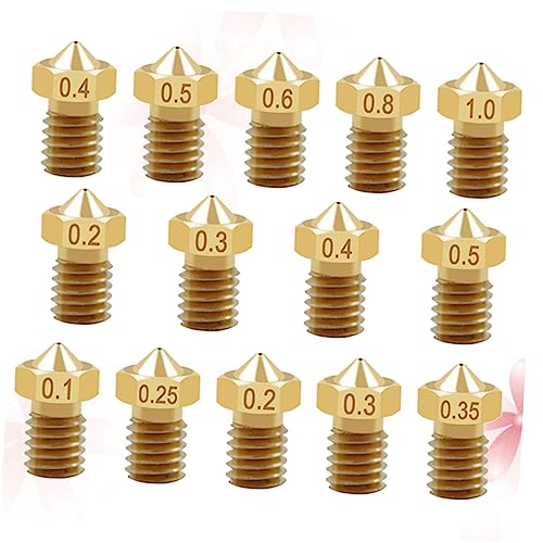 SOLUSTRE 14pcs 3d Printer Nozzles Brass Thread Extruder Nozzle for 1.75mm/3mm Filament Easy to Install Replacement 3d Pr