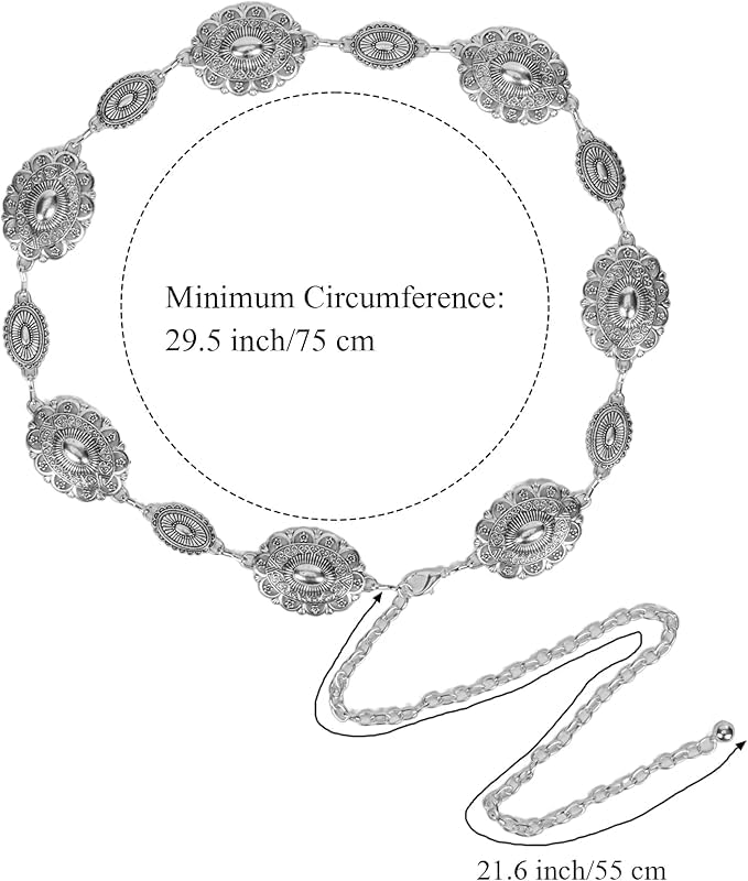 CICOCI Cowgirl-Metal-Belts Boho Silver Vintage Chain Belt for Dress Jeans3