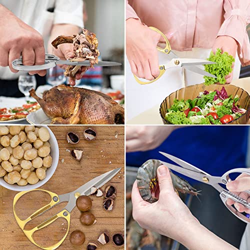 Kitchen Scissors, Stainless Steel Kitchen Scissors Heavy Duty, Non-Slip Handles, Sharp Blade For Meat Chicken Fish And Vegetables (Silver) #TOP6