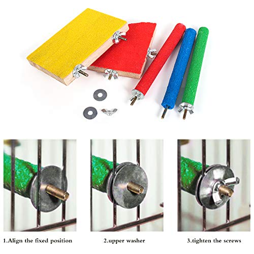 Heyu-Lotus 5 Pack Bird Perches, Natural Wood Bird Perch Stand Platform Paw Grinding Stick Set for Small Parakeets, Cockatiels, Budgies, Conures - Image 6