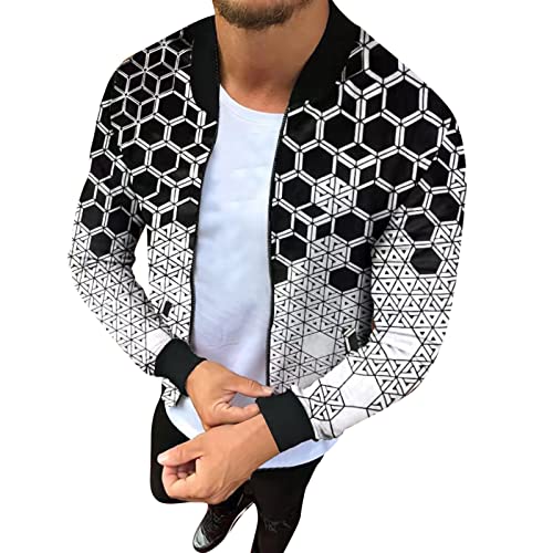 Manteau d'hiver homme à motif géométrique et fermeture éclair pratique