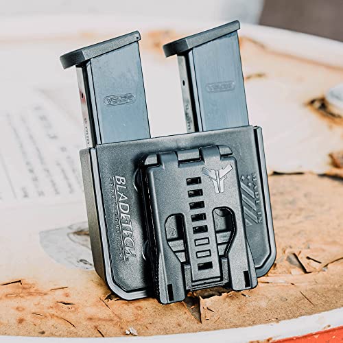 Owb Double Mag Pouch For Glock 17, 19, 22, 23 & More - Usa Made - Signature Double Magazine Carrier With Tek-Lok Belt Attachment Clip By Blade-Tech Holsters #TOP4