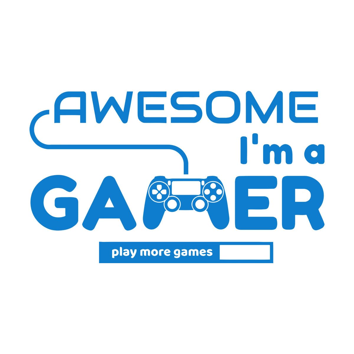 Wall Vinyl Sticker Decor Table Teen Gamer Joystick Play More Games 72x120.6cm Do not Damage the wall Surface Extra Large Blue