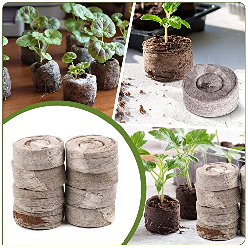 Greaked Plant Starter Pellets, 50 Pcs Fiber Soil Block, Seed Starter Soil Plug With 3 Bottle Cap Sprinkler For Planting Veggies Flower Seeds Herb Gardening #TOP7