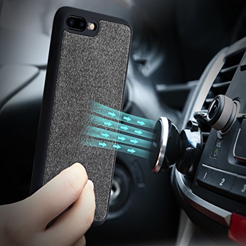 BENKS iPhone 8 Plus 7 Plus Protective Case Cover, 1.8mm Thickness Slim Skin with Invisible Metal Plate Build-in, Bumper Work with Magnetic Car Mount (Black for iPhone 7 Plus 8 Plus, 5.5-Inch)