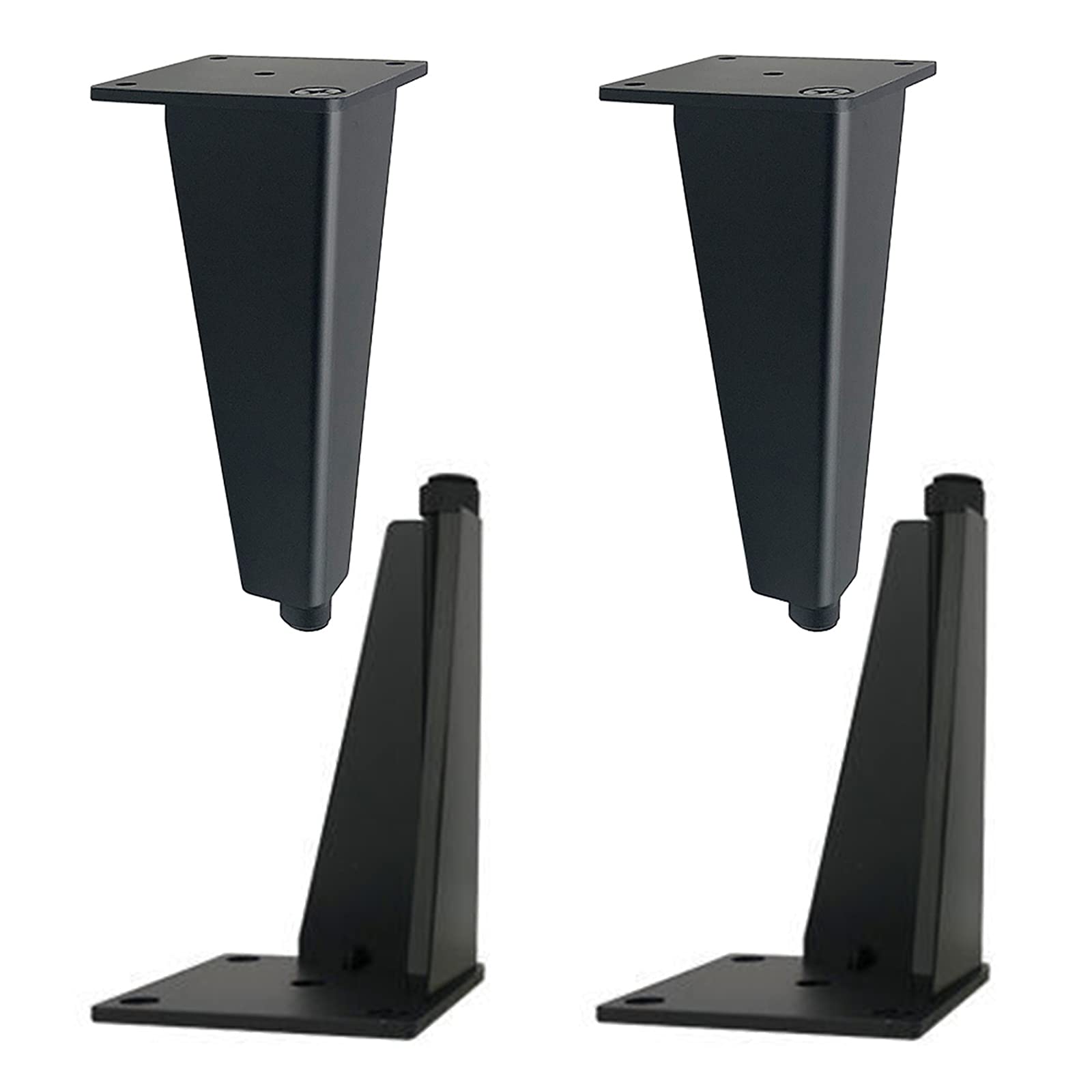 Patas de Aluminio para Muebles,Patas de Repuesto,4 Piezas,Patas Ajustables en Altura,Patas de Mesa de Metal Negro,para baño y Cocina,con Tornillos,Antideslizantes/silenciosas,Negras - 2