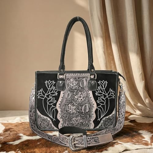 Bolso Tote de Cuero Western Cowhide con Correa Ajustable miniatura 2