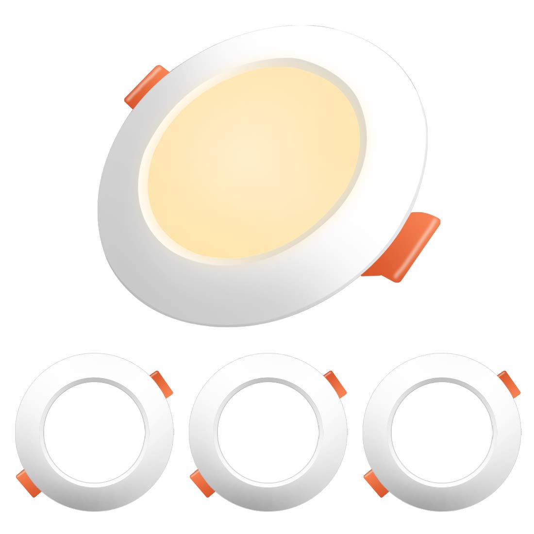 Jayool LED recessed Ceiling Lights Ultra Slim, 8W Round Downlights Ceiling Mounting Lamps, 800lm Warm White, 2700K, Non- Dimmable, 4 Pack