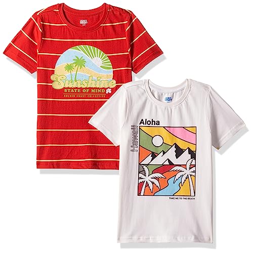 Image of Amazon Brand - Jam & Honey Boys 100% Cotton Printed Half Sleeves T-Shirt | Age 2-12 Years