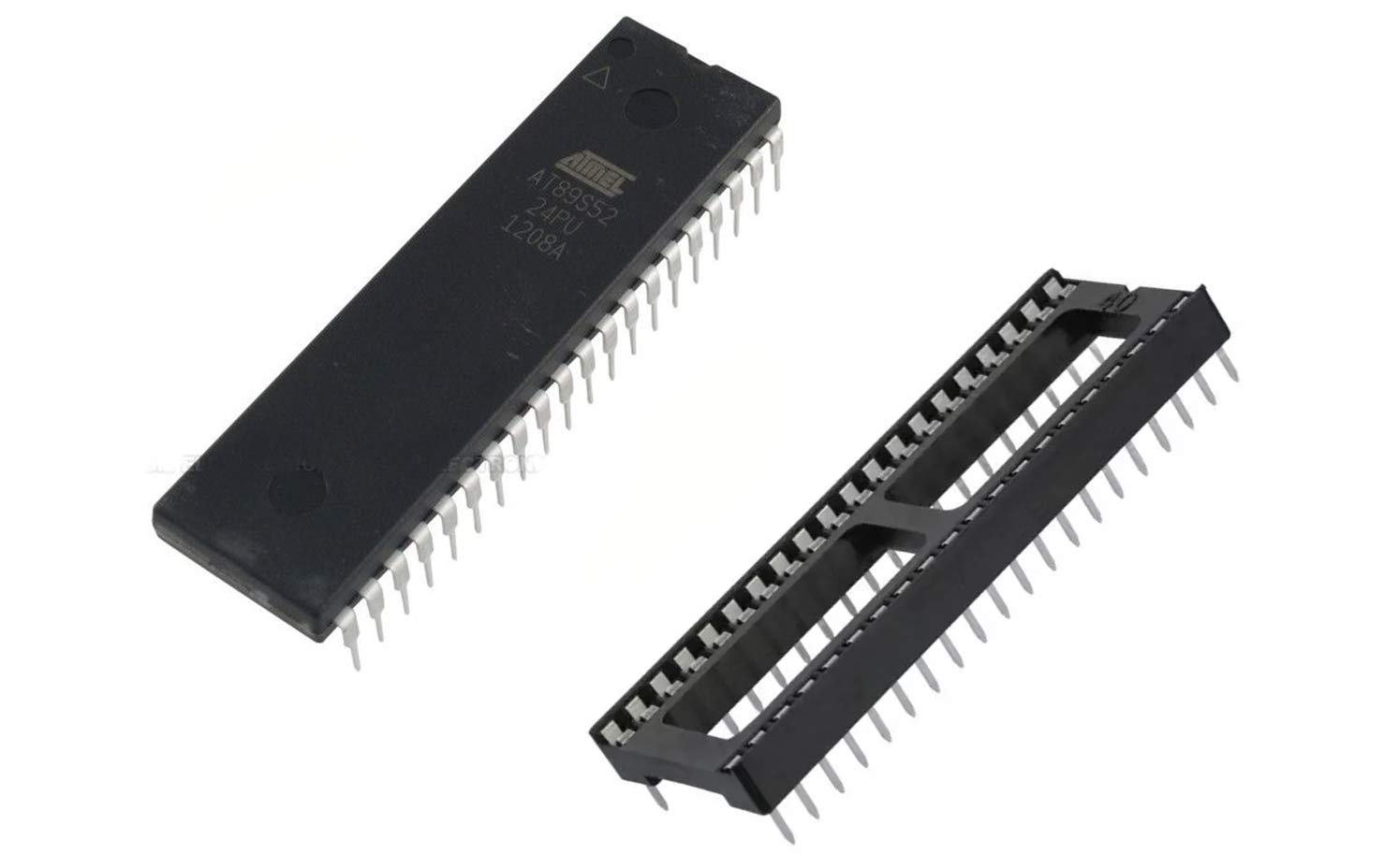 e4u AT89S52 8051 ATmel 8 Bit 33Mhz Microcontroller IC DIP 40 + IC Base - 1 Piece