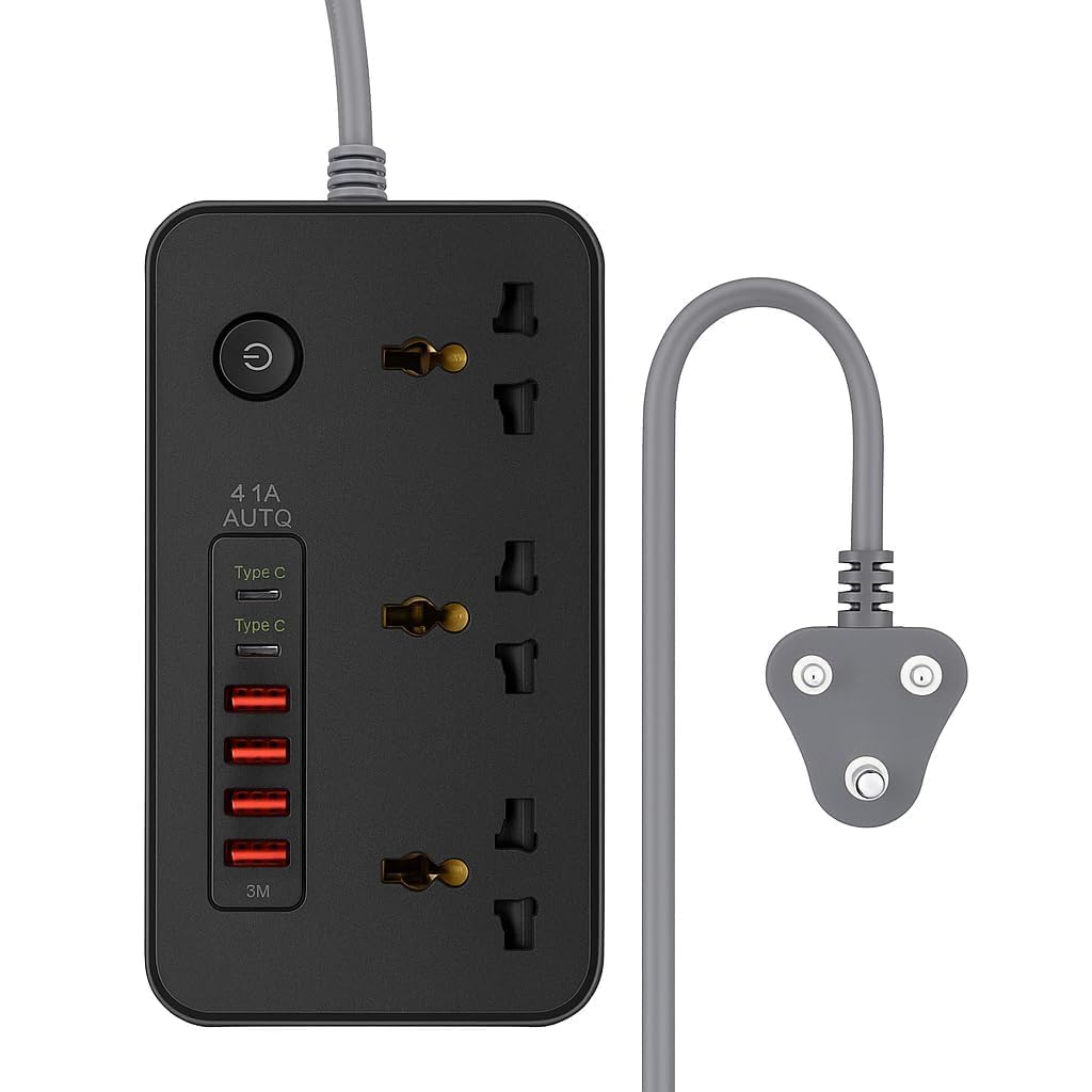 Extension Board 2500W 4 Power Sockets Extension Cord with 38W 4 USB Port + 2500W 2 Type C Port Fast Charger Fire-Resistant Multiple Plug Socket Universal Extension Box 2 Miter Wire 1 Pcs-image-42