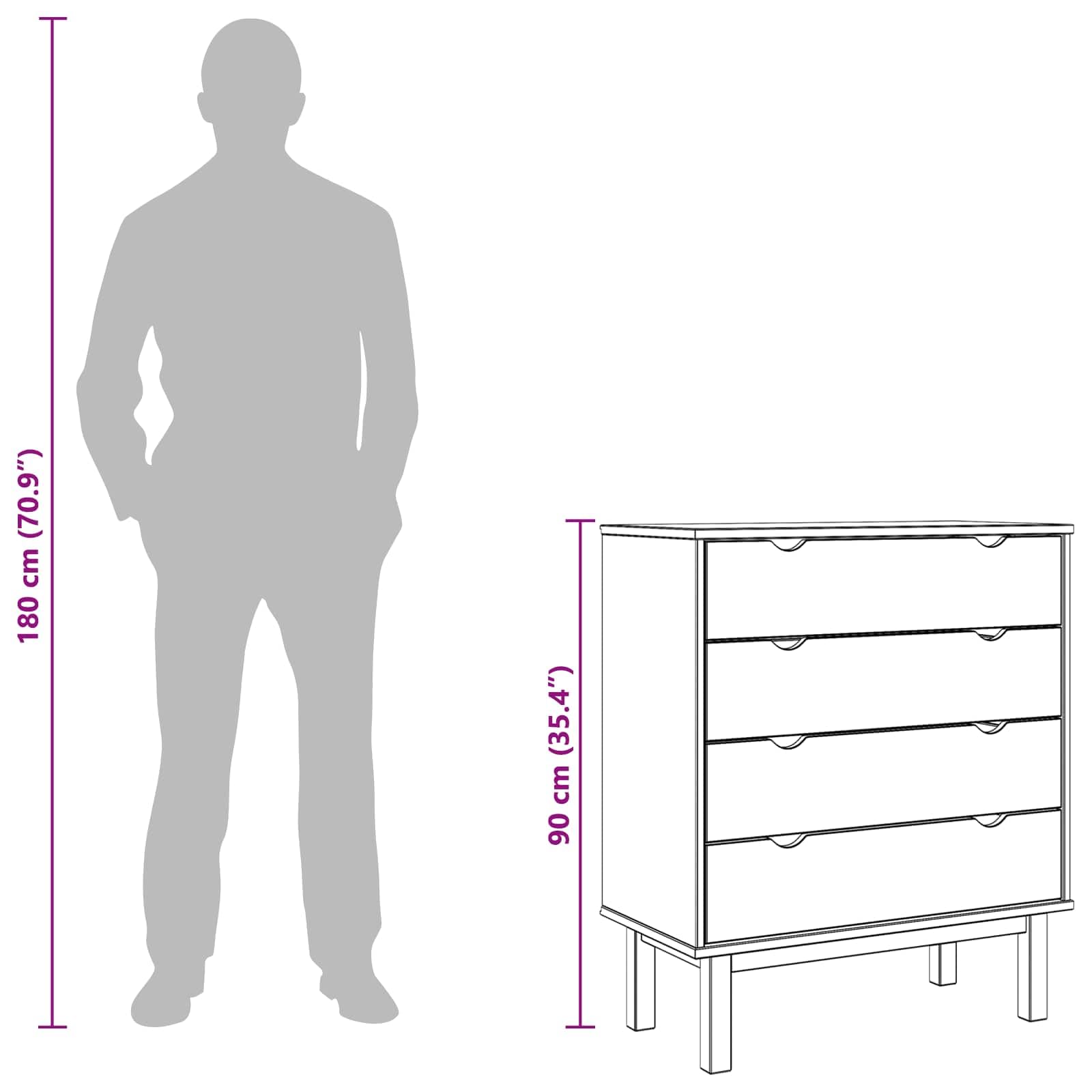vidaXL Komoda z szufladami z szufladą OTTA Czarny 76,5 x 39,5 x 90 cm