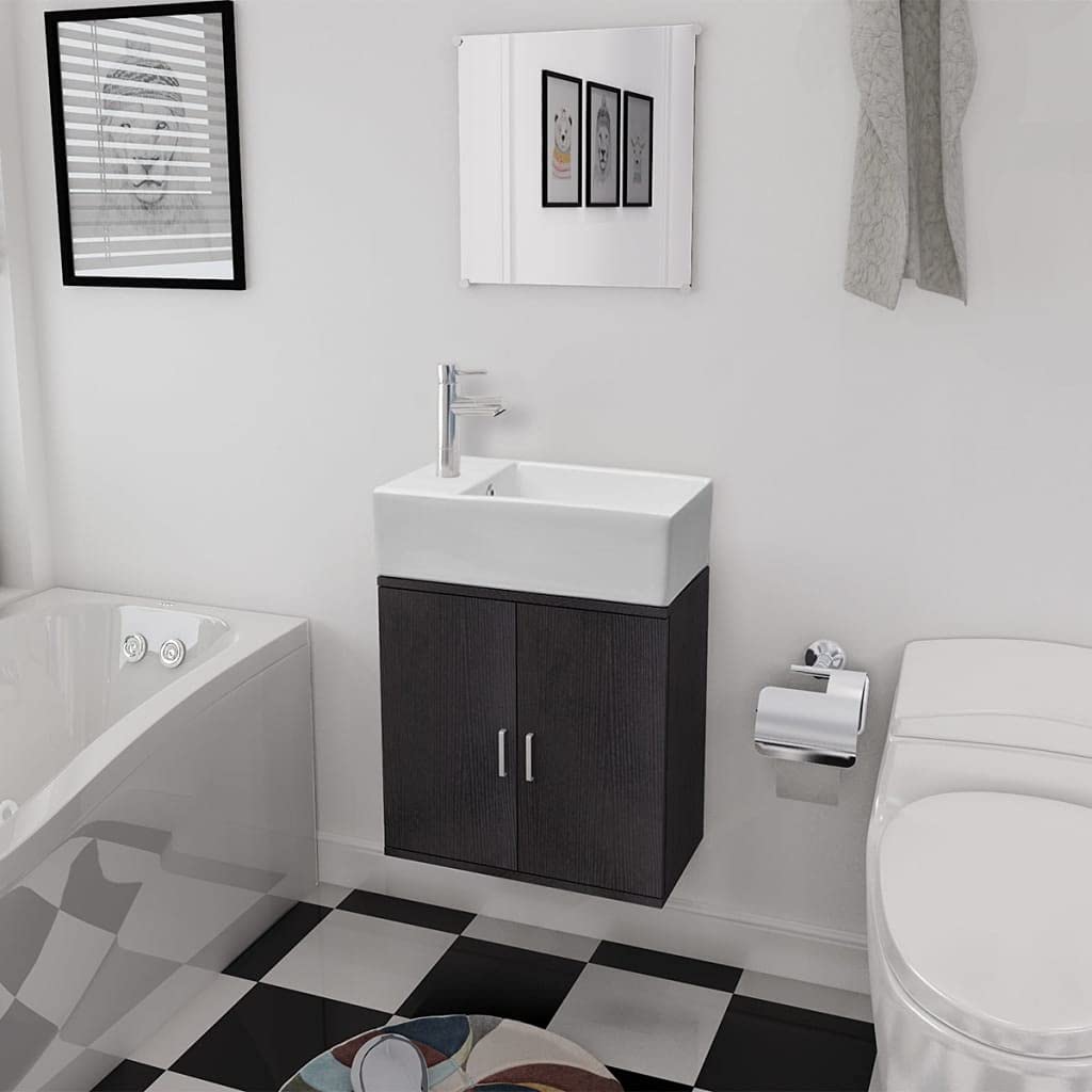 Muebles de baño modernos con lavabo juego de 3 piezas negro para aseos principales