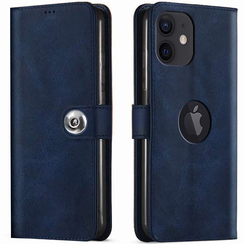 TheGiftKart Genuine Leather Finish for Apple iPhone 12/12 Pro Flip Cover Back Case (Inbuilt Stand & Pockets | Blue) (B08ZHQJV9J) Amazon Price History, Amazon Price Tracker