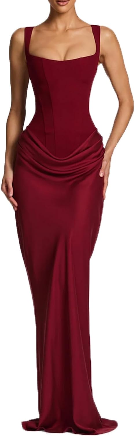 Women's Wedding Guest Dress Sexy Prom Mermaid Corset Long Spaghetti Straps Cocktail Party Dresses