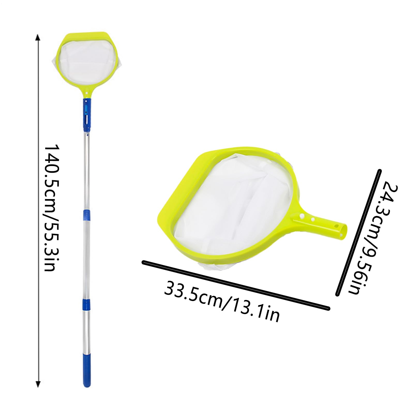 Red para skimmer de piscina con barra telescópica de 75 – 140 cm, fina red de ABS y metal para estanque, piscina, 300 g – Recoge eficazmente hojas y partículas de suciedad