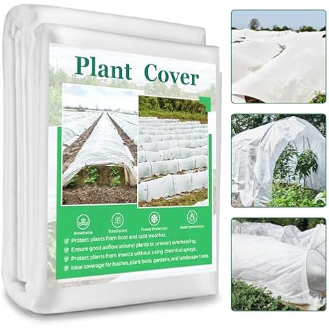 HIRALIY 10FT x 30FT Winter Plant Covers Freeze Protection, Winter Garden Plant Covers for Outdoor Plants, 0.9oz Thickness, Optimal Light Transmission Frost Covers for Outdoor Plants Cover