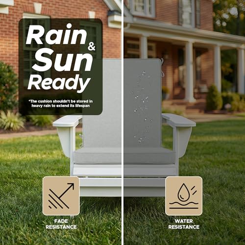 Image of Outdoor Chair Cushions 20x20, Water-Resistant & Fade-Resistant, Patio Furniture Lawn Dining Chair Seat Replacement with High Back, Ties Zipper, Removable Cover, Set of 4, Light Grey