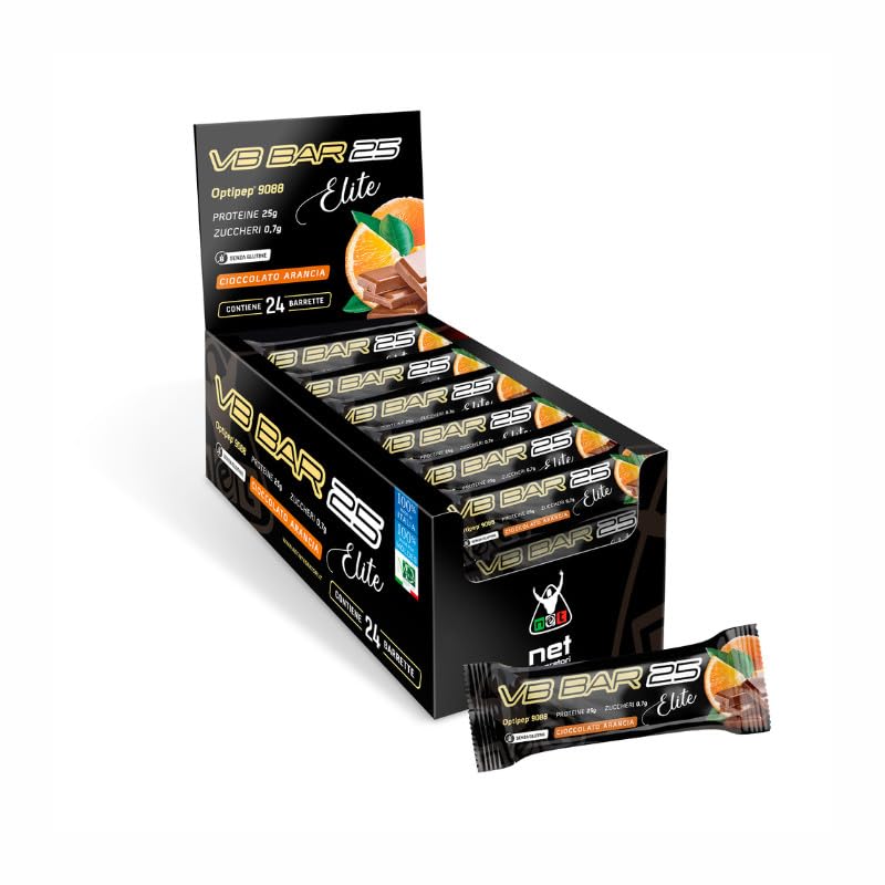 Net Integratori VB BAR 25 ELITE Barretta proteica low carbs CIOCCOLATO ARANCIA 24x50g