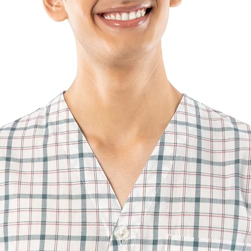 Image of Fruit of the Loom Men's Broadcloth Short Sleeve Top and Long Pants Pajama Set
