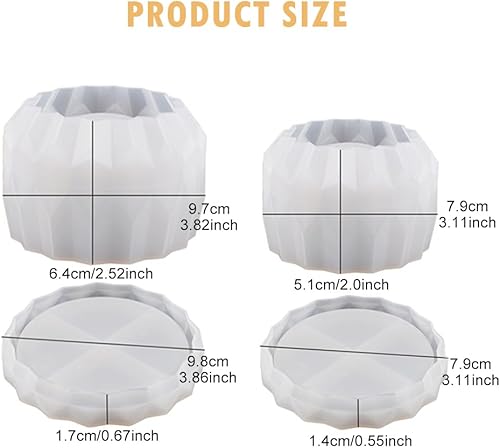 Miniatura 2 de Paquete de 2 moldes de silicona para macetas, silicona resistente fácil de desmoldar con soporte inferior (estable + drenaje) para macetas de