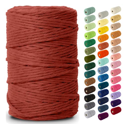 Nook Theory Macrame Cord - Single Strand 3mm 220 Yards Cotton Rope, 4mm 5mm Yarn, String for Crafts, Perfect for Macrame Wall Hanging (Burnt Orange)