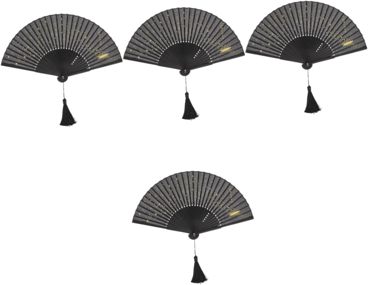 IMIKEYA 4pcs Folding Hand Fan Delicate Patterns Chinese Style Handheld Fan for Dancing Photography Travel and Weddings Stylish Decorative Accessory for Women Design