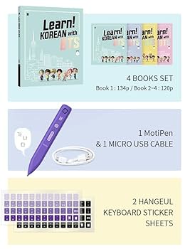 Learn! KOREAN With BTS | 4-Book Set | With Motipen | Korean