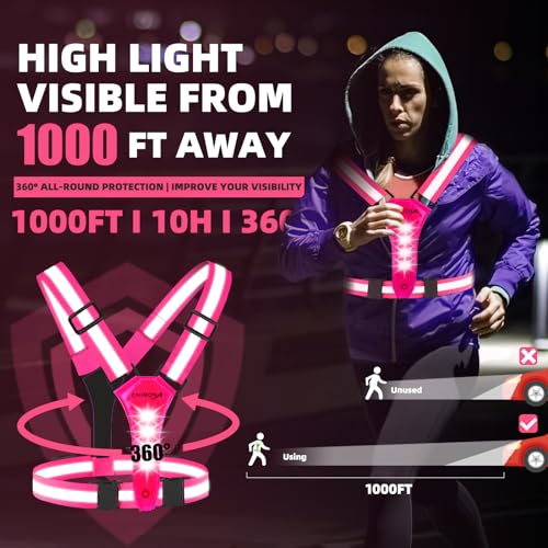 LED Reflective Vest Running Gear, 360° High Visibility Running Vest with Adjustable Waist/Shoulder - Image 2