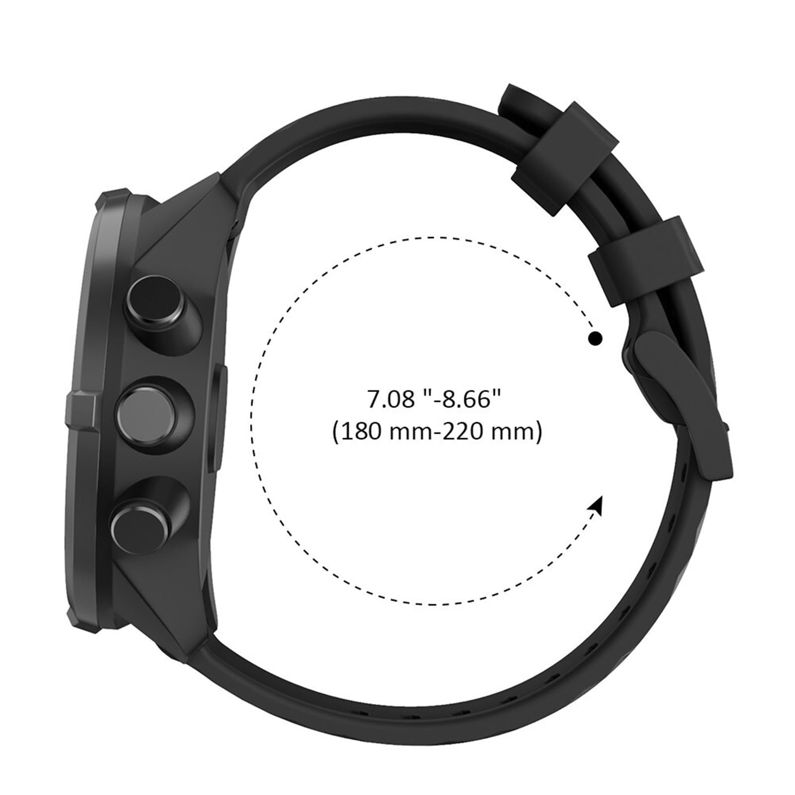 HABITZ Sportowy silikonowy pasek do zegarka zamienny pasek kompatybilny for Suunto 9/9 Brao Copper 24mm inteligentne opaski na rękę zegarki bransoletkowe akcesoria (Color : Noir)