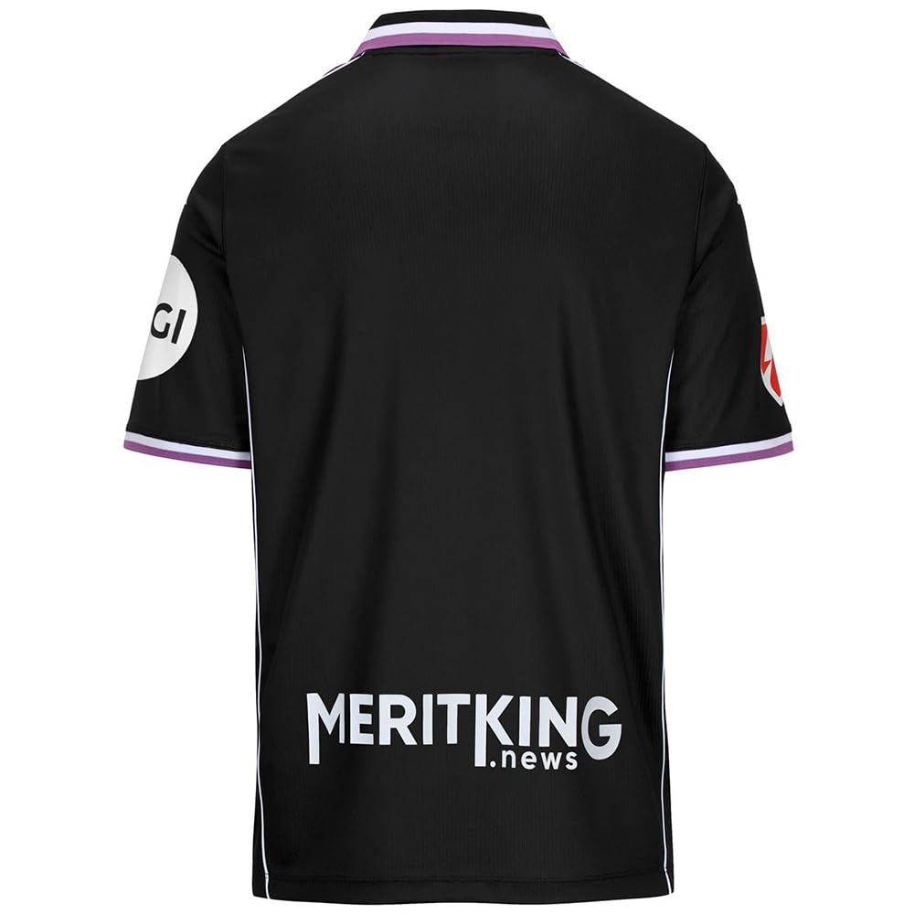 Kappa 2026 Home Real Valladolid - Camiseta 2ª Equipación 25/26 - Diseño de Calidad y Estilo Deportivo - Tejido Kombat - Corte Regular - Manga Corta y Cuello Polo - Black/Violet/White 14Y