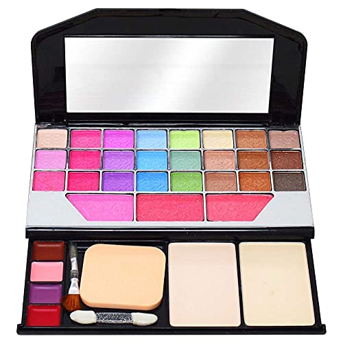 JustTya 6155 Multicolor Makeup Kit (Eyeshadows + Compact + Blusher + Lipsticks) All in 1 Makeup Kit for Women’s & Girl’s – (Pack of 1)