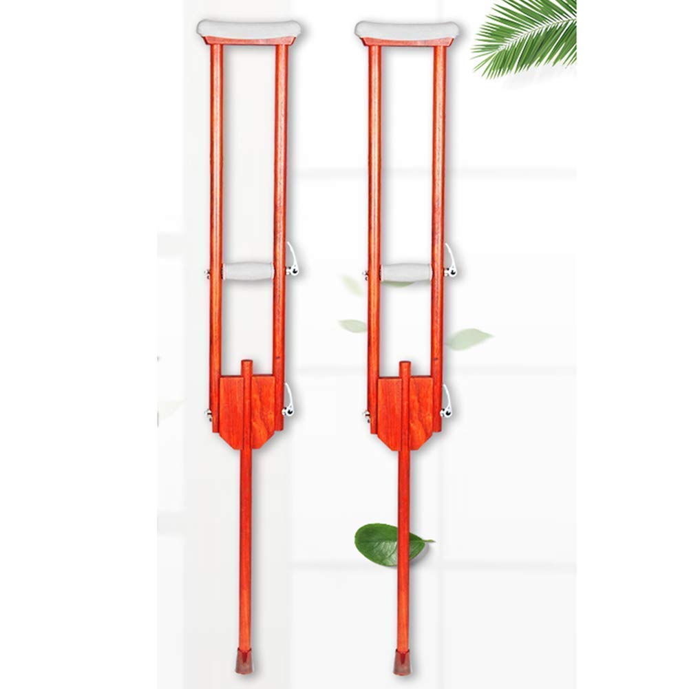 Stampelle in legno, 2 pezzi, impugnatura ergonomica regolabile in altezza, canne in legno massello, per un peso fino a 200 kg, design pieghevole per la famiglia