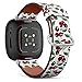 CJBROES Replacement Leather Watch Band, Compatible with Fitbit Versa 3 and Fitbit Sense of Wristband Bracelet Accessory - Summer-Sweet-Cherries