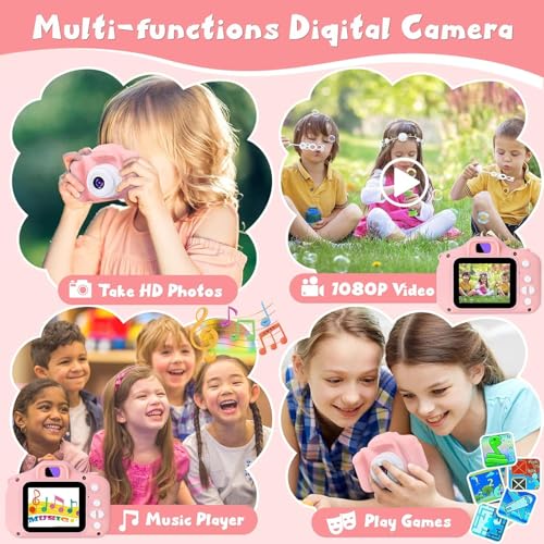 Image of Playpulse 1 Year Warranty Instant Digital Kids Camera - 13MP HD Photo & Video Camera Toy with Dual Lens, Selfie Mode, Games & Filters, Great Gift for Boys & Girls (Pink)