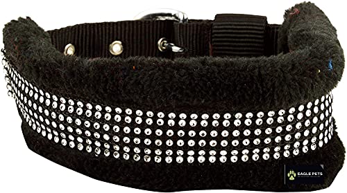 Image of Dog Collar Nylon Black Fur Soft Padded Collar 1.25inch ((Black, Large)