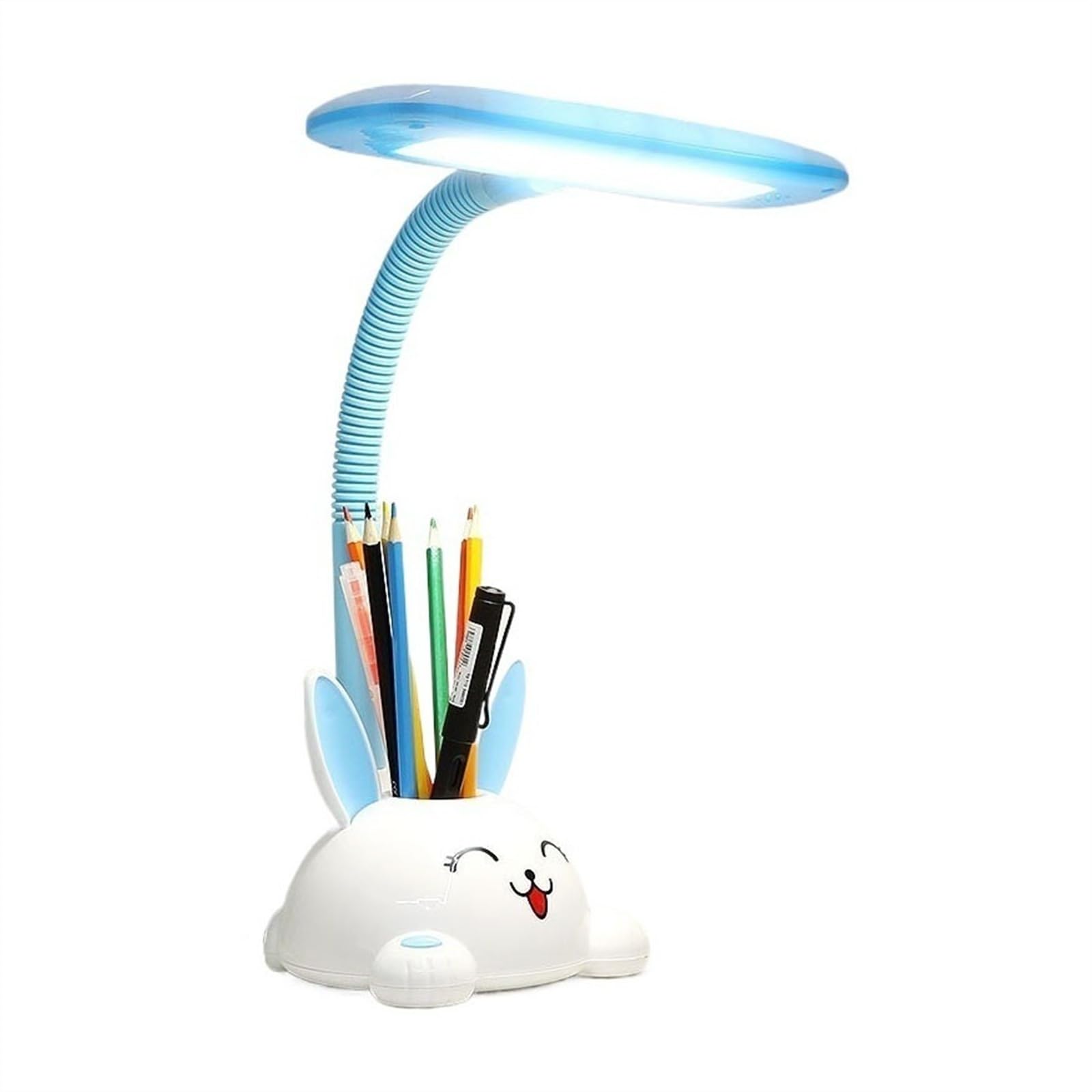 Lampa biurkowa śliczna króliczek lampa biurkowa LED z ochroną oczu z uchwytem na długopis, ściemniana lampa do czytania z 3 trybami oświetlenia, przełącznik