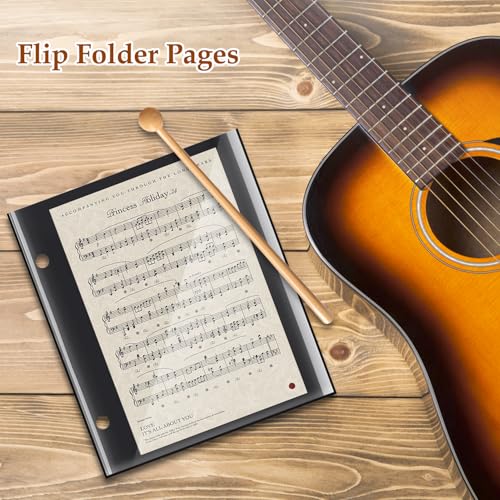 20 Pieces Flip Folder Pages 7.5 x 6.3'' Marching Band Musical Flip Folio Page with 2 Holes PVC Waterproof Resist Tearing Window Pages for Holding Sheet Music Files (Single Available)
