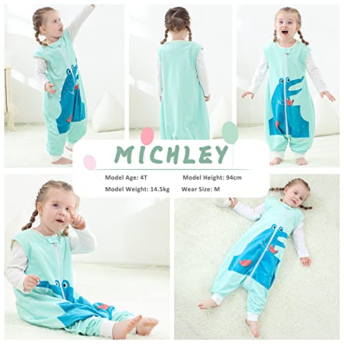 Image of MICHLEY Unisex Baby Wearable Blanket Autumn Winter Toddler Sleeveless Sleeping Bag with Feet,Green,3-5T