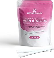 Natureland Disposable Suppository Applicators for Women - Silky Smooth Comfort Tip, Individually Wrapped, Universal Fit, 20 Pack Feminine Care
