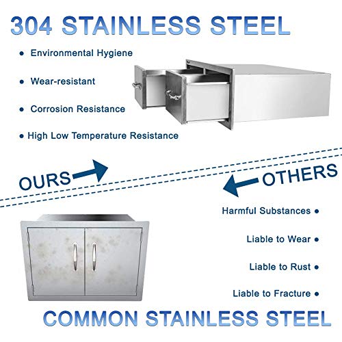 Karpevta Outdoor Kitchen Drawer W30Xd20Xh10 Inches Bbq Drawer Outdoor Kitchen Access Drawers Horizontal- Stainless Steel Double Drawers For Outdoor Kitchen Grilling Station Or Bbq Island #TOP5